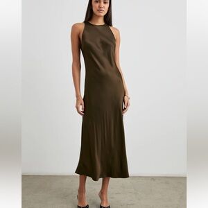 Rails Brown Satin Midi Dress